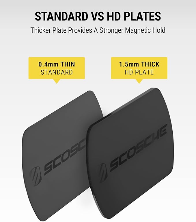 Scosche MRK2PK-UB MagicMount Replacement Metal Plate Kit for Phone, Metal Plates for Magnetic Mount Cell Phone Holder for Car, Universal with All Devices and Phone Case, Black, Pack of 2