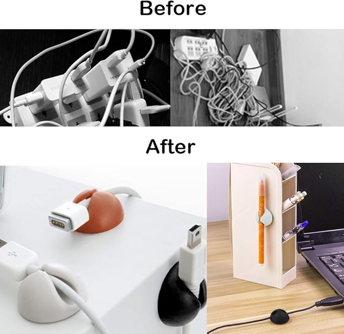 SourceTon 2 Packs Aluminum Headphone Stand Hanger and 6 Cable Clips, 2 Headset Holder Mount (Black and Silver) and 6 Cable Organizers with Strong Adhesive Tape and Screws for Headphones