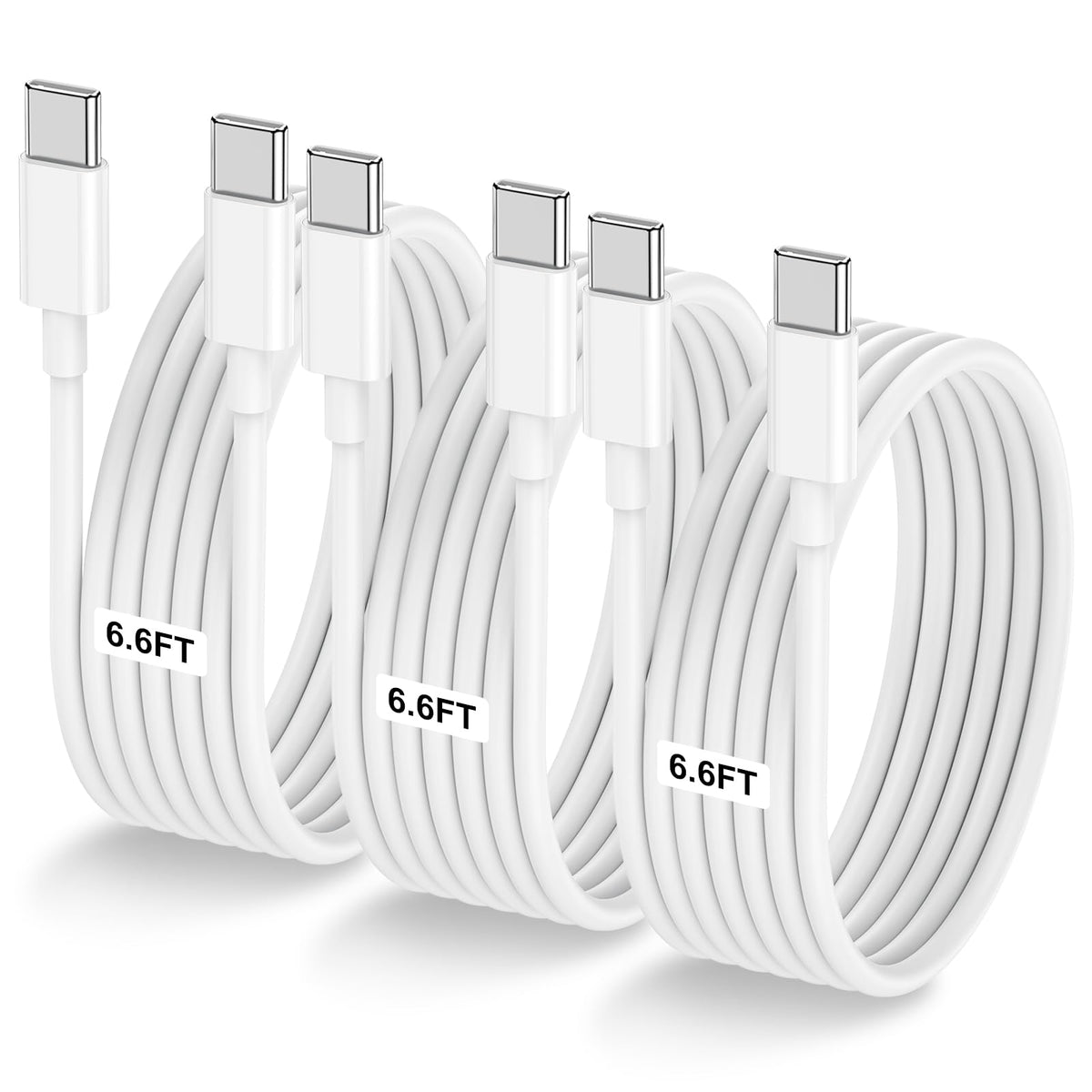 LOFPYE 3-Pack 10FT 60W USB C to USB C Cable, Type C to Type C Cable,Fast Charging Cable for iPhone 16 15 Pro Plus Pro Max，for Galaxy S24 S23, for iPad Pro/Air, for MacBook Pro/Air and More