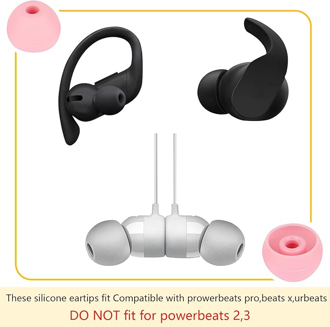 Replacement Earbud Tips Silicone Ear Tips Compatible with Powerbeats Pro Beats Wireless Earphone Headphone Earbud Rubber Tips Earbud Covers 4 Pairs