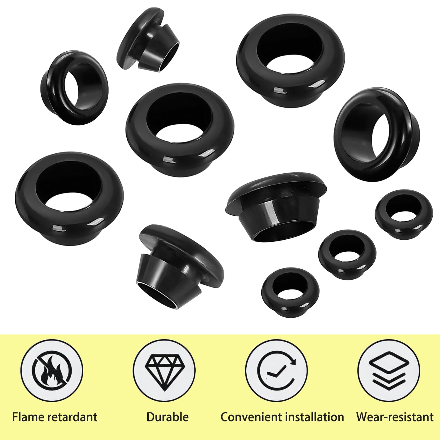 Qrity 9X Rubber Grommets ID 30mm Mount 35mm for Cable