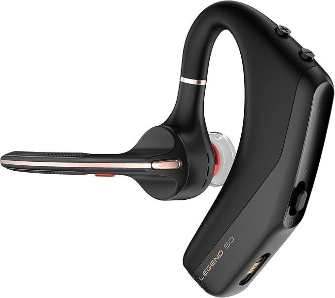 POLY Voyager Legend 50 UC Bluetooth Headset with Charging Case - 4 Noise-Canceling Mics, AI NoiseBlockAI & WindSmart Tech - Bluetooth Headphones with Mic, Smart Call Controls, All-Day Comfort