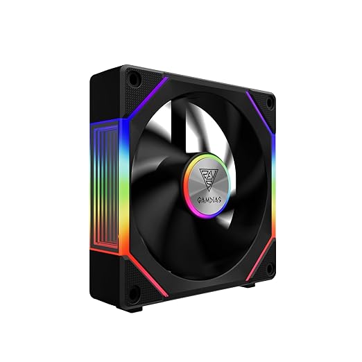 GAMDIAS 120mm ARGB PWM Case Fan, 2 Blades in 1 Fan Pack (Standard & Reverse Blades), Sync with RGB Motherboards, Easy Installation & Cable Management w/Cabless Daisy Chain Design