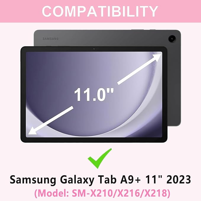 Galaxy Tab A9 Plus Case with Keyboard 5G 11 Inch 2023 (SM-X210/X216/X218), 7 Color Backlit Detachable Tablet Keyboard Cover with S Pen Holder for Samsung Galaxy Tab A9+ 11" (Pink)