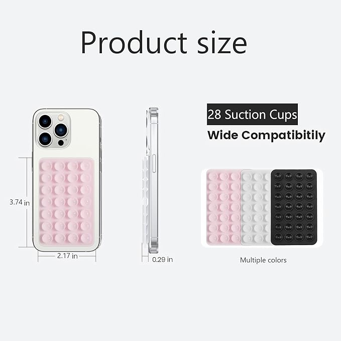 Silicone Double-Sided Suction Cup Phone Case Detachable Mount, Fidget Sticky Phone Grip Hands-Free Phone Accessories for Selfies & Videos, Trending TikTok items for iphone & Android(3.74"x2.2", White)