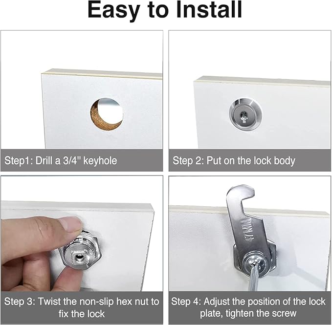 Cabinet Cam Locks Keyed Alike, 5/8'' Fits on 3/8'' Max Door Thickness, Secure File Drawer Mailbox RV Storage Replacement Set, Zinc Alloy (5/8 Inch 6Pcs)