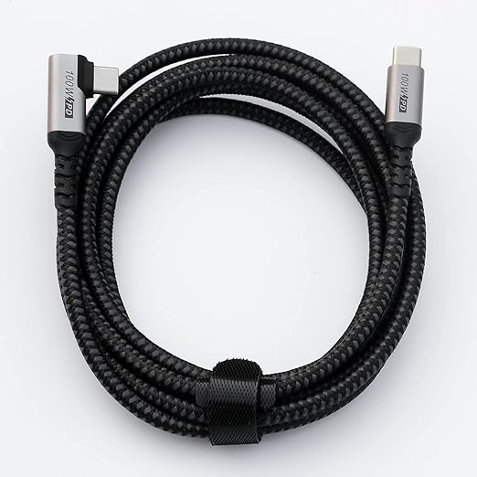 USB C to USB C Cable 100W,[2-Pack 6.6ft Right Angle] USB 3.1 Fast Charging Cord 90 Degree 20V/5A Type C PD Cable Compatible for iPhone 15/15 Plus/15 Pro/15 Pro Max/MacBook Pro 2022