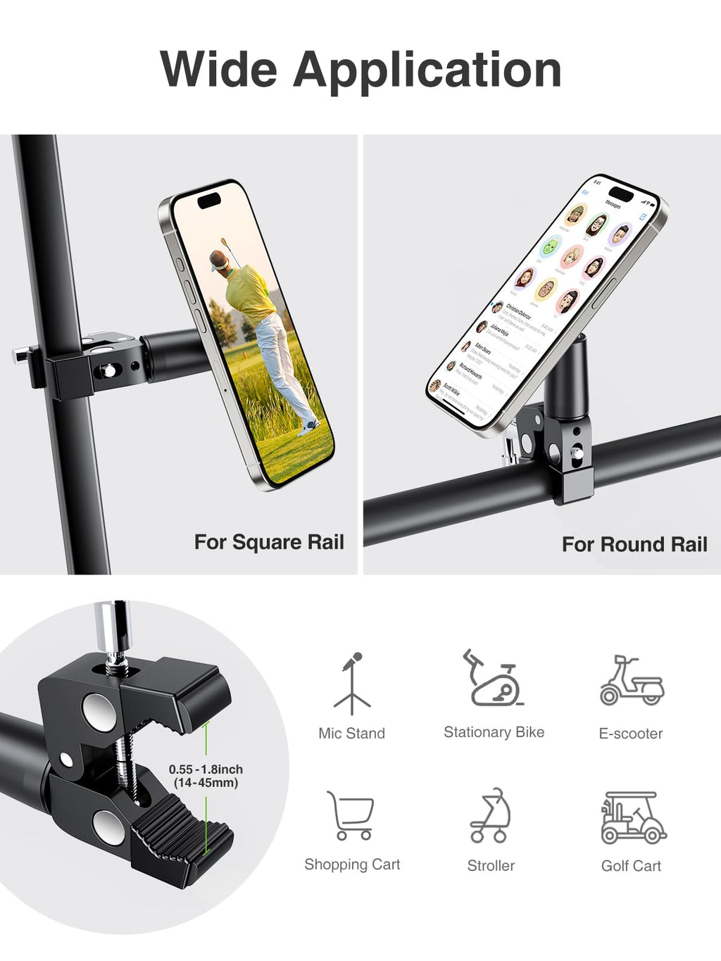 elitehood Magnetic Phone Clamp Mount, Universal Magsafe iPhone Holder Clip