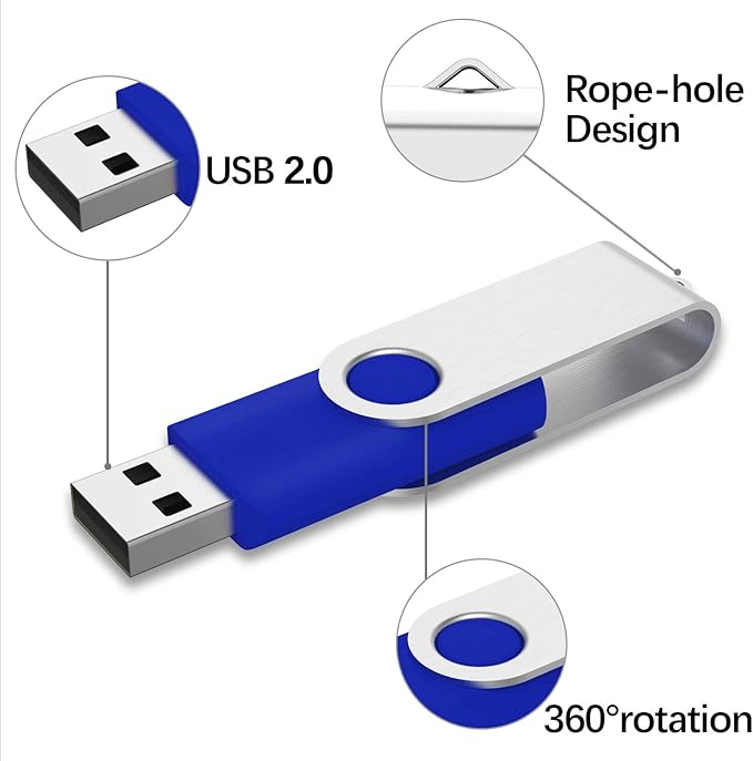 KEXIN Flash Drive 50 Pcs 32GB USB Flash Drive Thumb Drive USB 3.0 Swivel Jump Drive with LED Indicator - Blue
