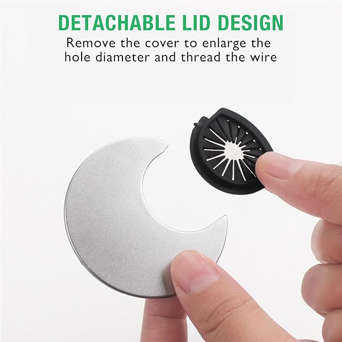 2 Pcs Desk Grommet 2-3/8" / 60 mm, Desk Cord Hole Cover, Cable Grommet ABS Plastic, Desk Hole Grommet for Home & Office Pc, Detachable Cable Cord Organizer-Silver Sand