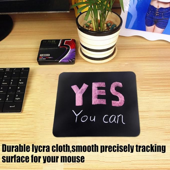 Mouse Pad, Gaming Mouse Pad, Non-Slip Rubber Base Mouse Mat with Designs for Laptop, Computer & Office, 9.5 x 7.9 x 0.12 inches (Yes You Can)