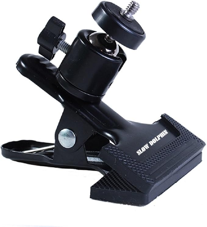 SLOW DOLPHIN Tripod Camera Clip Clamp Flash Reflector Holder Mount with 1/4 Inch Screw 360 Degree Swivel for Studio Backdrop Camera SLR, Digital SLR, Video Came（Black）
