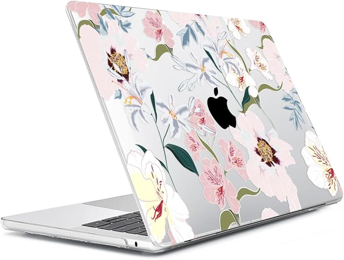 Compatible with MacBook Air 13.6 inch Case 2025 2024 2023 2022 Release M4 A3240 M3 A3113 M2 A2681 with Touch ID, Plastic Hard Shell Case&Keyboard Cover&Screen Film&Webcam Cover, Pink Floral