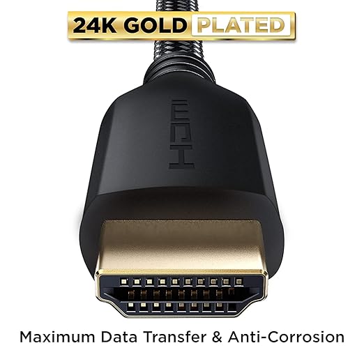 PowerBear 4K HDMI Cable 6 ft | High Speed, Braided Nylon & Gold Connectors, 4K @ 60Hz, Ultra HD, 2K, 1080P, ARC & CL3 Rated | for Laptop, Monitor, PS5, PS4, Xbox One, Fire TV, Apple TV & More