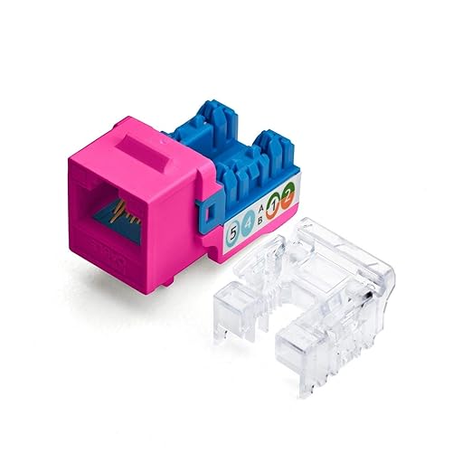 trueCABLE Cat6A Keystone Jack, Unshielded (UTP), 90 Degree Punch-Down, PoE++ (4PPoE), UL Listed, ETL Verified, ANSI/TIA Certified, Modular RJ45 Female, Pink, 12 Pack