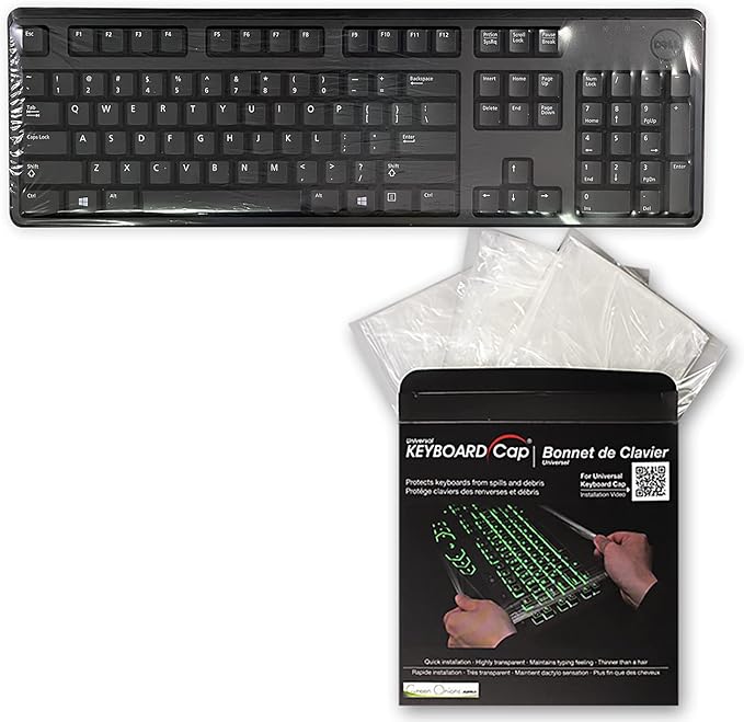 Green Onions Supply[3 Pack] Universal Fully Covered Flat Style 0.025mm Wipeable Superb Tactile Feeling Waterproof Anti-Dust Keyboard Cap Cover for Desktop Keyboard with Numeric Hospital/Dentist Use