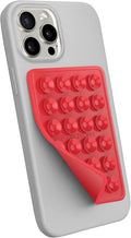 Suction Phone Case Mount, Sillicon Adhesive Phone Accessory for iPhone and Android, Hands-Free Fidget Toy Mirror Shower Phone Holder, Tiktok Videos and Selfies (Red)