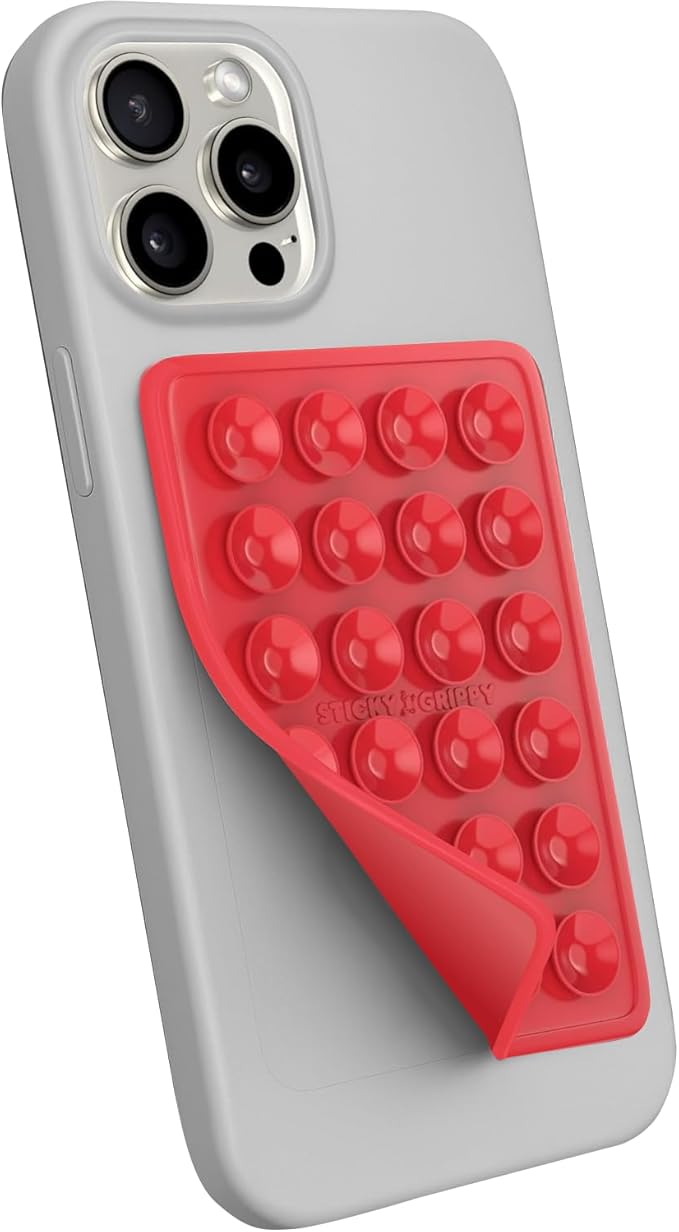 StickyGrippy Suction Phone Case Mount, Sillicon Adhesive Phone Accessory for iPhone and Android, Hands-Free Fidget Toy Mirror Shower Phone Holder, Tiktok Videos and Selfies (Blue)