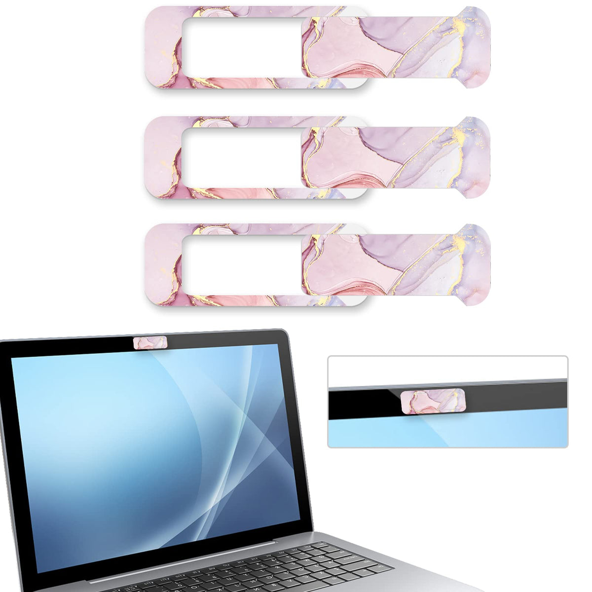 Webcam Cover, 3 Pieces, Laptop Camera Cover, Privacy Shielding Capacity is Twice as Big as The Traditional, Suitable for Computer Mobile Phones, laptops, Tablets and so on (Black)