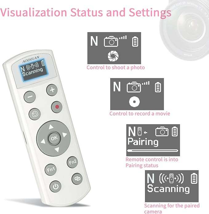Rechargeable Shutter Release for Nikon AODELAN Wireless Camera Remote Control Compatible with COOLPIX P1000, P1100, P950, B600, A1000, Z50, Z30, Z fc, Z6 II, Z7 II,Z5, Replaces Nikon ML-L7(White)