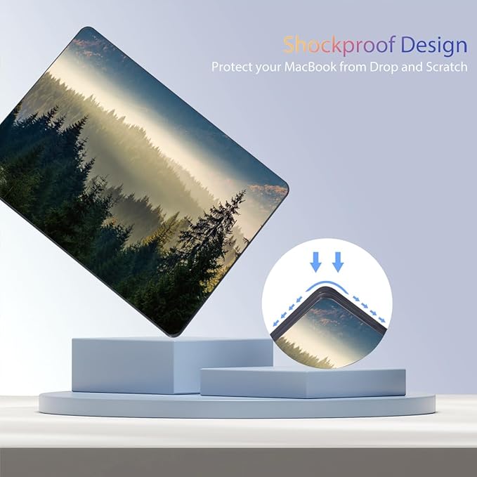 Teryeefi for MacBook Pro 14 inch Case M4 M3 M2 M1 2024 2023 2021 (Model:A3112 A3401 A3185 A2918 A2992 A2779 A2442), Hard Shell Cover + Keyboard Cover, Forest Landscape