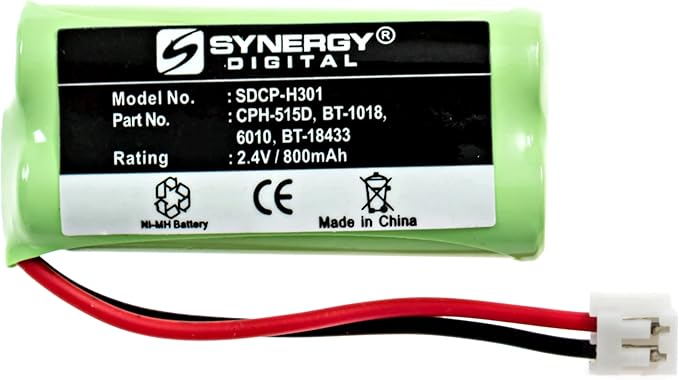 Synergy Digital Cordless Phone Batteries - Replacement for AT&T BT8001, BT8300, BT184342, BT284342 Cordless Phone Batteries (Set of 2)