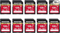 GIGASTONE 128GB SD Card 10-Pack, Camera Plus, V30 U3 SDXC Memory Card High Speed UHD Video Compatible with Canon Digital Camera, with 10 Mini case