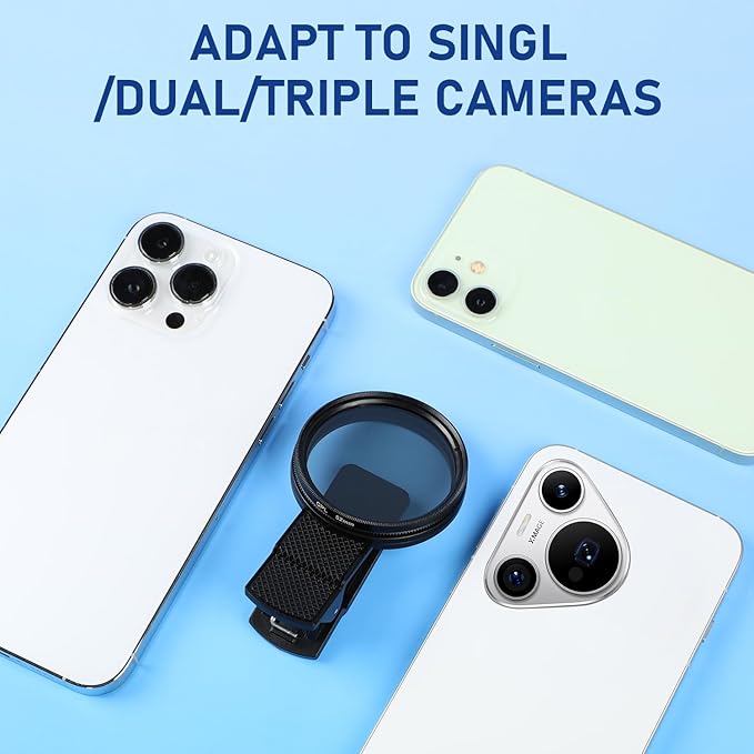 52mm Clip-on CPL Phone Camera Filter Kit, Circular Polarizer Filter, CPL Polarizer Phone Camera Lens Filter for iPhone Samsung/Android Smartphones