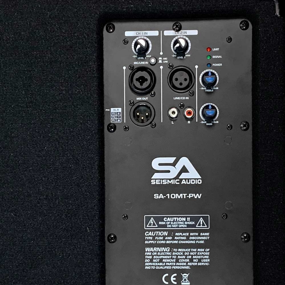 Seismic Audio - SA-10MT-PW-Pair - Pair of Powered 2-Way 10" Floor / Stage Monitor Wedge Style with Titanium Horns