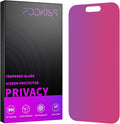 Compatible for iPhone 15 Plus Privacy Screen Protector Tempered Glass 6.7 Inch, Pink Gradient Anti Spy Anti Blue Light HD Easy Installation