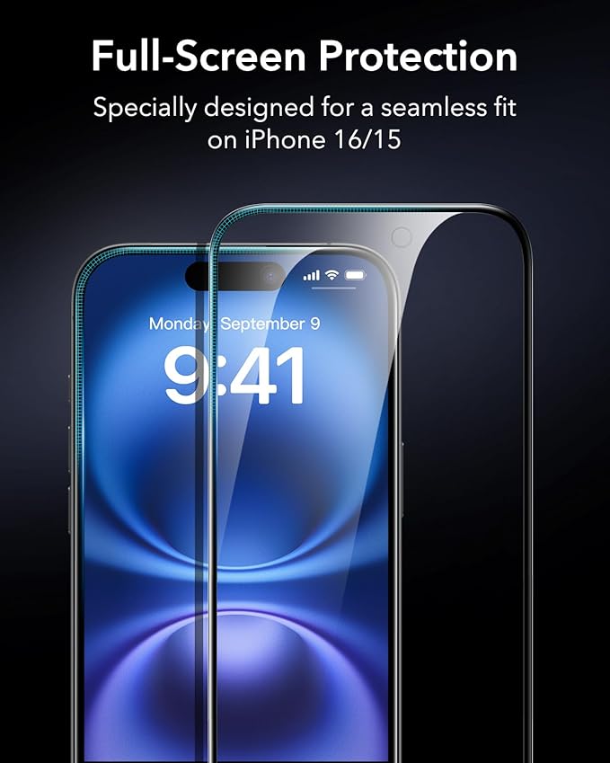 ESR 3 Pack for iPhone 16 / iPhone 15 Privacy Screen Protector, Anti-spy Tempered-Glass Privacy Screen Protector with Easy Installation Tool, Micro-Curved Edges, Case Friendly