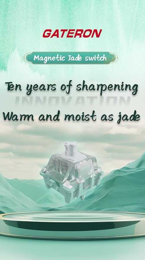 GATERON Magnetic Jade Keyboard Switches, Linear Factory Pre-lubed Freely Setting Pre-Travel Key Switches for Mechanical Keyboard(70PCS)