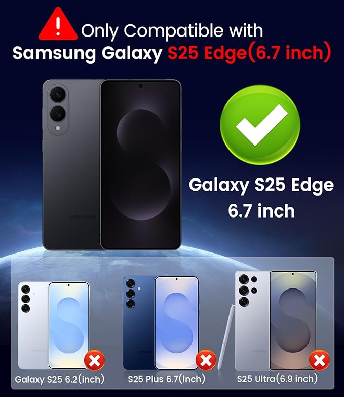 Magnetic for Samsung Galaxy S25 Edge Case [Compatible with MagSafe][Built-in Camera Lens Protector] Slim Soft Silicone Bumper Shockproof Metallic Luster Phone Case (Blue)