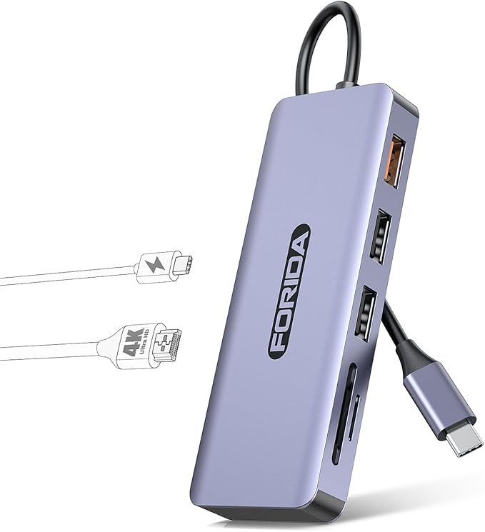USB C Hub, 7 Ports USB C MultiPort Adapter for MacBook Pro/Air, Type C to HDMI Dongle with 4K HDMI, 1 USB 3.2 Up to 10Gbps, 2 USB 2.0, 100W PD, SD/TF for iPhone 15/16 and Other Type C Devices
