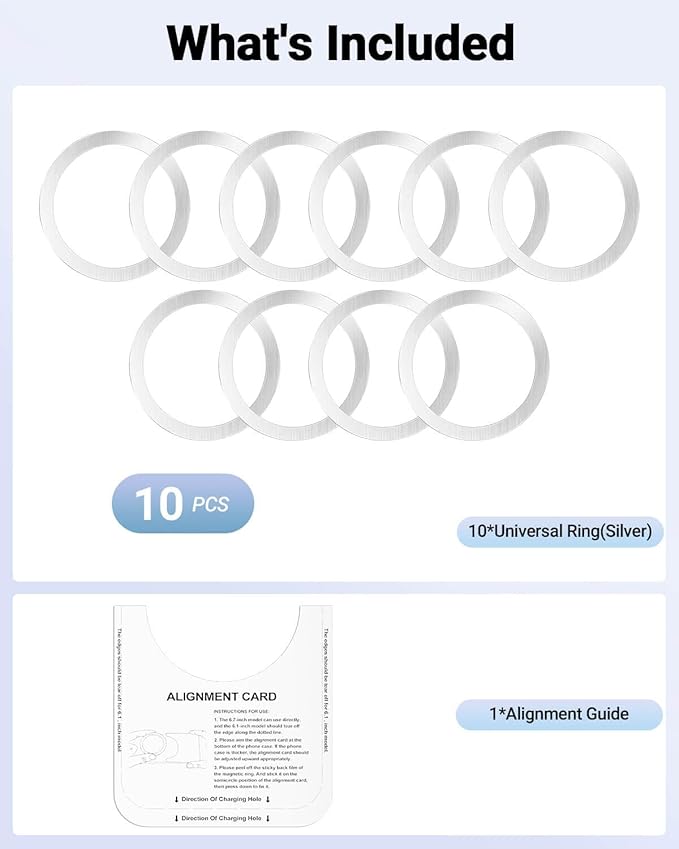 for Magsafe Sticker Magnet - 10 PCS, Ultra-Thin(0.4mm), Compatible with iPhone 15 Pro Max,15 Pro,15/14/13/12 Series,mag Safe Charger, for Apple Wallet Magsafe - Silver