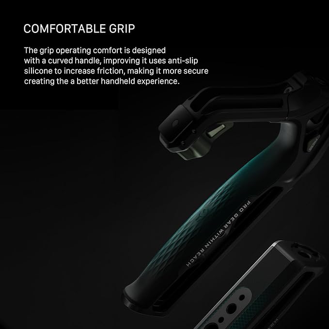 Tilta Xeno Top Handle for Filmmakers & Cameras - Black | Aluminum Alloy and Silicone Build | 1/4″-20 and 3/8″-16 Threads w/Locating Points | Safety Release Pin | Comfortable Handling (Cold Shoe)