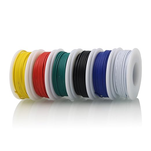 Hook up Wire Kit (Stranded Wire Kit) 24 Gauge 6 Colors 32.8 feet Each Electrical Wire 24 AWG PVC Wire