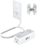 TESSAN Extension Cord 5 FT, Power Strip with 900J Surge Protection, Grey