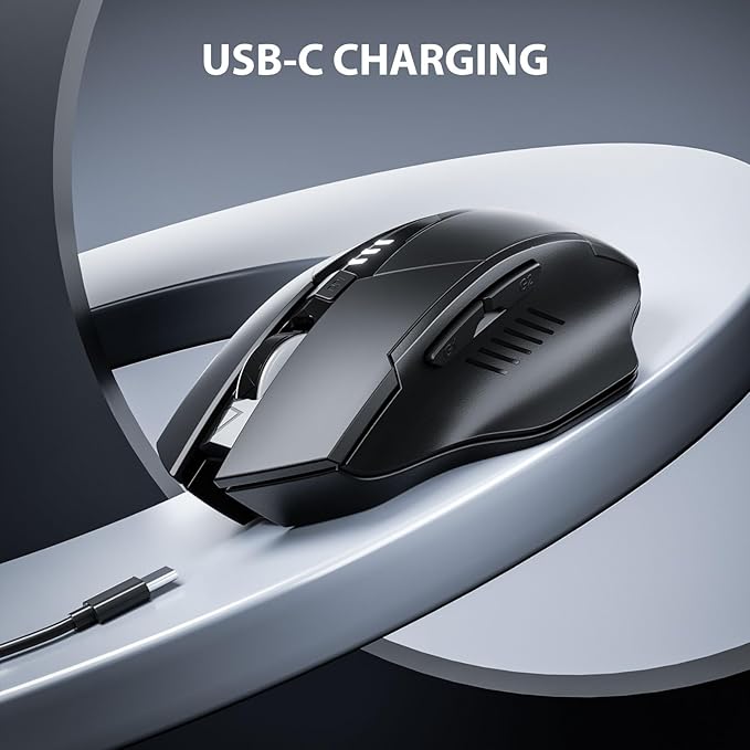 INPHIC Wireless Mouse Rechargeable, Upgraded Visible Battery, 2400 DPI, Silent Ergonomic Computer Wireless Mouse for Laptop, Mac, PC etc.
