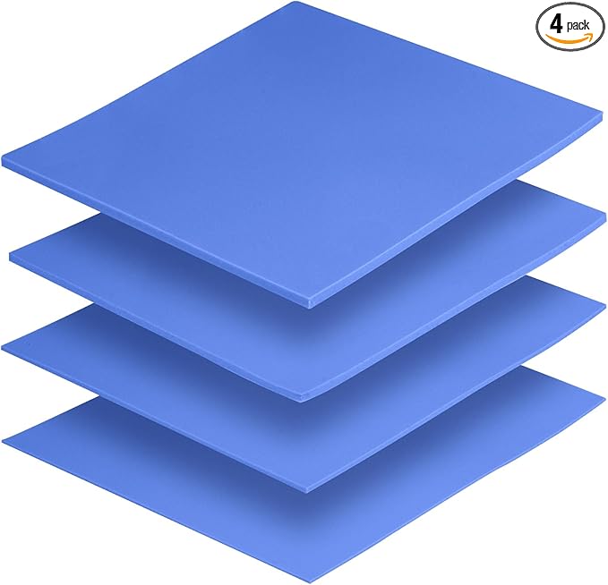 4 Pack Thermal Pad, 100 x 100 mm x 0.5 mm + 1 mm + 1.5 mm + 2 mm Silicone Cooling Pad 6 W/m.K GPU Non Conductive Heat Resistance Extreme Odyssey Cover for Laptop Heatsink CPU GPU SSD IC LED Cooler