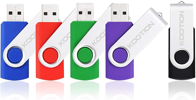 KOOTION 5 X 64 GB USB 3.0 Flash Drive 64GB Thumb Drives 3.0 Swivel Memory Stick USB 3.0 Drive Backup Jump Drive for Storage USB Stick Keychain Design (Multicolor 5 Pack)