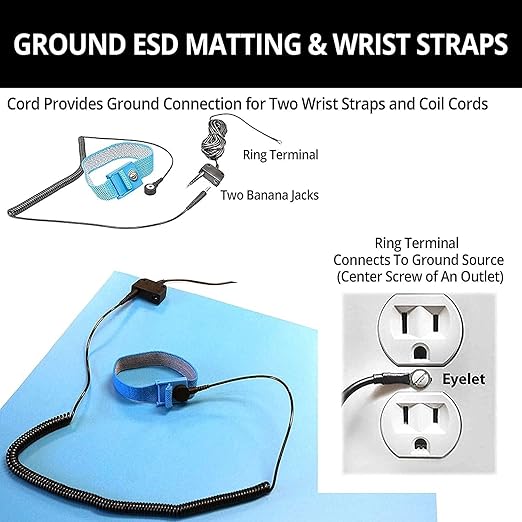 RubberStat Dual Layer ESD Compliant Workstation Rubber Table Mat Kit, Soldering, Cell Phone Repair - 24"x120" Green