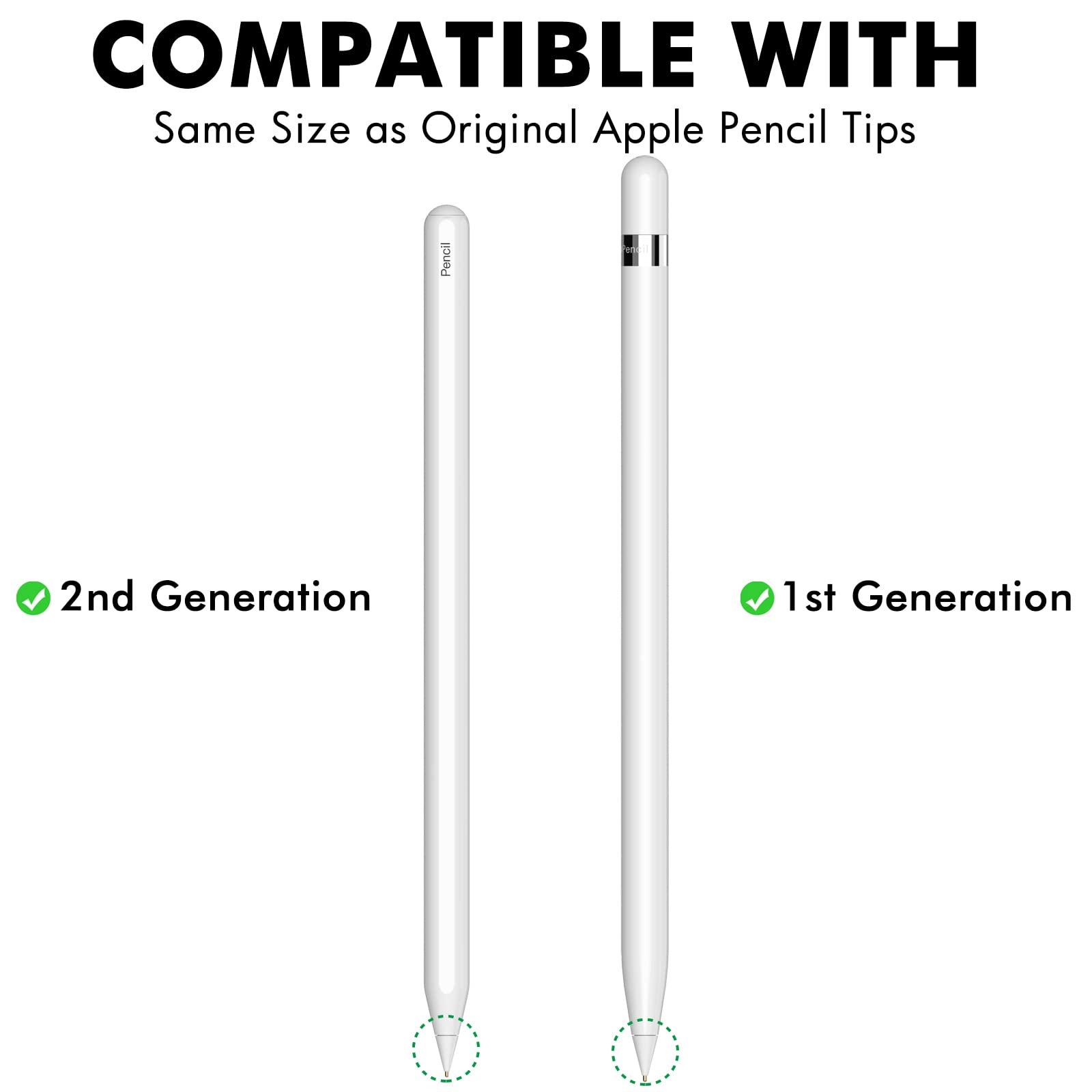 NIUTRENDZ 4 Pack Replacement Tips for Apple Pencil 2nd Generation and 1st Generation Fine Point Metal Tip, Wear-Resistant & Precise Control (1.95mm, White)
