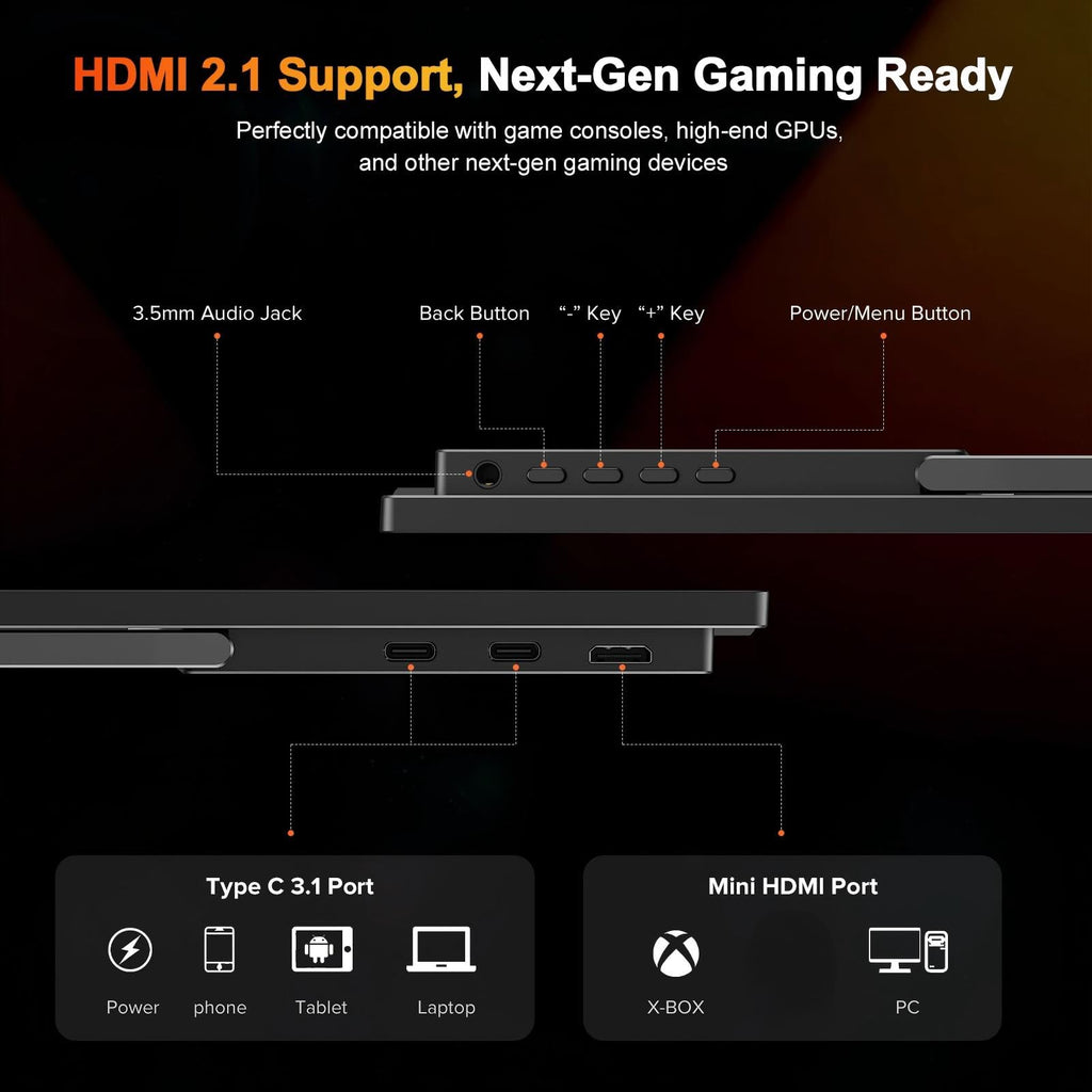 UPERFECT 2.5K 240Hz Portable Monitor, 16" 2560x1600 Portable Gaming Monitor