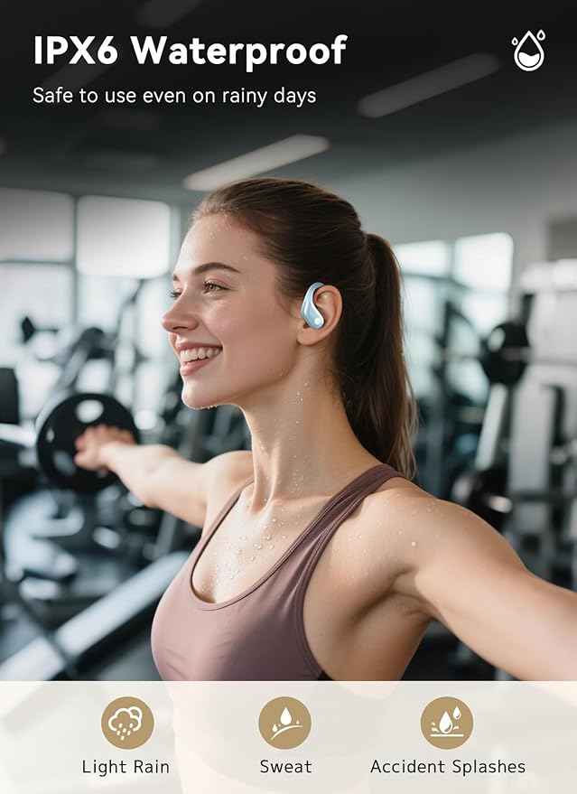 Wireless Earbuds, ANC Noise Cancelling Sport Ear Buds with Multifunctional Touch Screen, Bluetooth 5.4 Headphones, Bass Stereo Sound, 5 EQ Over The Ear Earbuds for Sports/Workout/Gym-Sky Blue