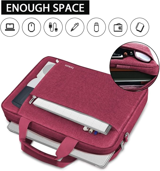 Ferkurn Laptop Bag Case for Women Men Computer Bag Compatible with HP Envy Pavilion Omen/LG Gram/MSI/Dell Inspiron XPS/Lenovo/Acer, Shoulder Strap Carrying Messenger Briefcase, Red, 15.6 16 Inch