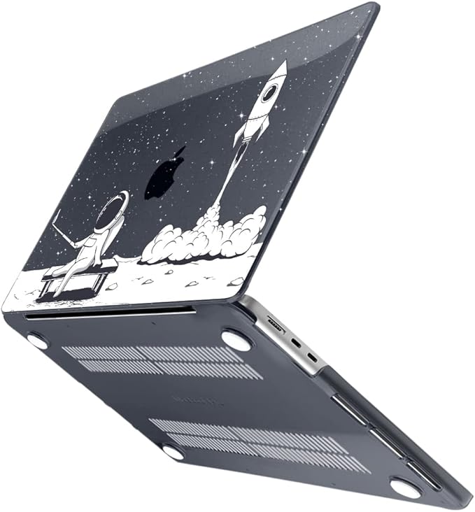 MEEgoodo Case for M4/M3/M2 MacBook Air 13.6 inch Case 2025 2024 2022, Fit Model A3240/A3113/A2681, Laptop Hard Shell with Keyboard Cover Compatible with MacBook Air 13 inch, Astronaut Rocket