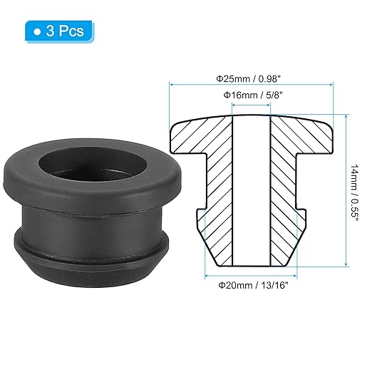 PATIKIL 20mm / 13/16 Inch Drill Hole,5/8 Inch ID Rubber Grommets, 3Pcs Top Hat Grommet for Wiring Eyelet Ring Gasket Automotive Firewall Cable Hole Plugs Wires Protection, Black