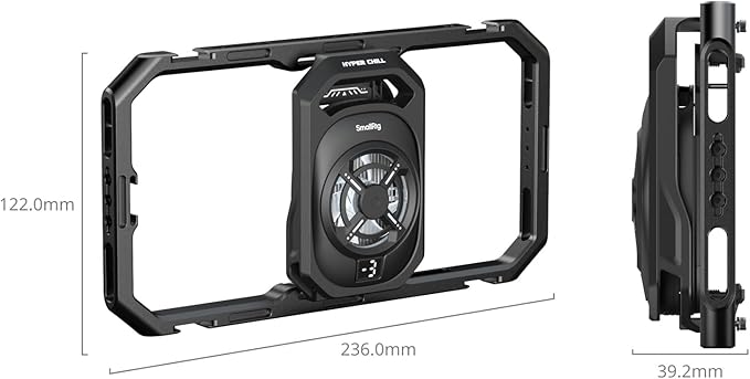 SmallRig Universal Hyper Chill Cooling Phone Cage for iPhone/Android, with 15W Active Cooler & 2-in-1 USB-C Adapter & Power Bank Holder, Compatible 2.5-3.1" Phones, Live Streaming Video Shooting-5275
