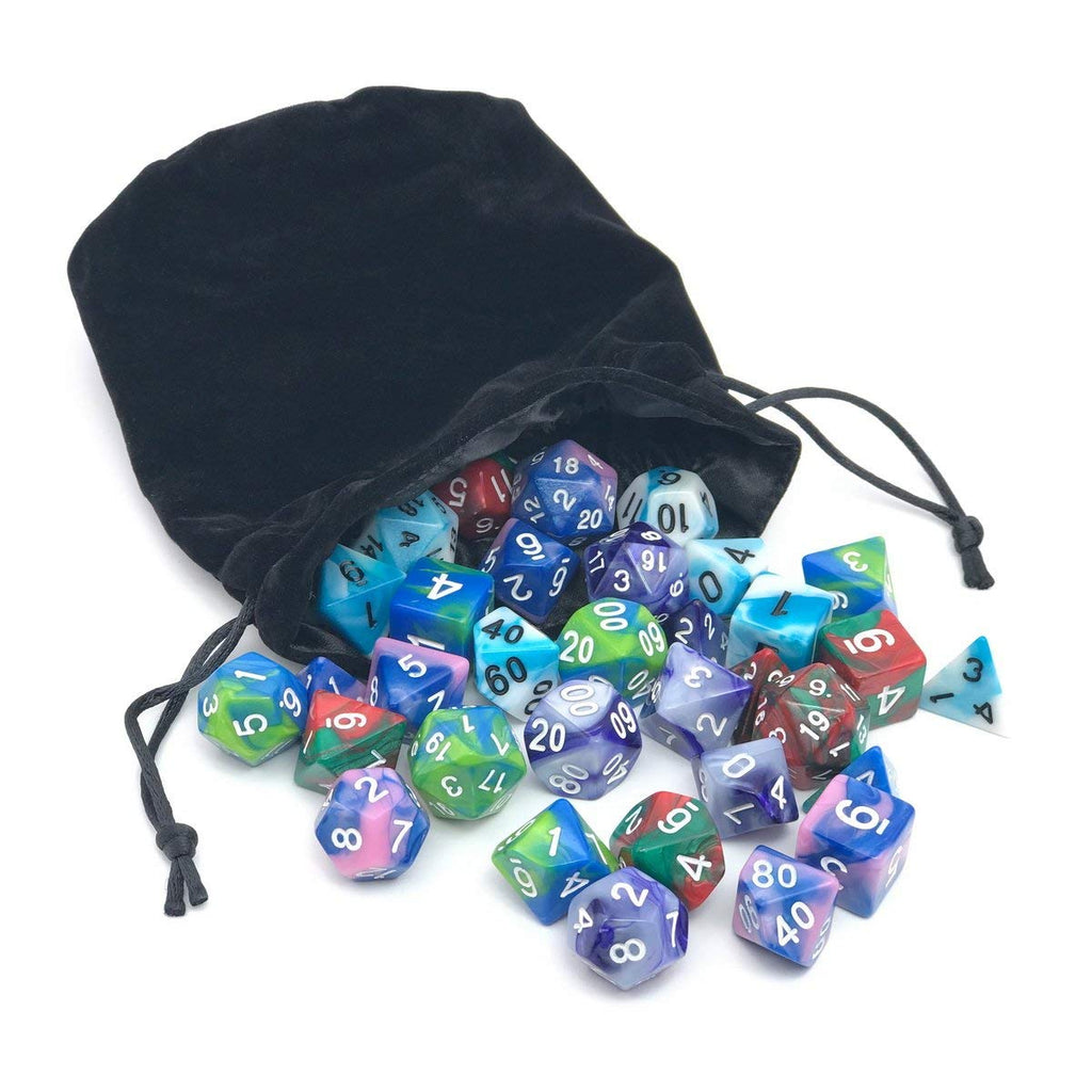 Dice Set for Dungeons&Dragons, DND, RPG Games, Polyhedral Dice Set, Assorted Dice Set, 35 Total, 5 Sets with Drawstring dice Pouch